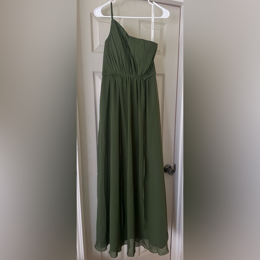 Azazie bridesmaid dress. Size 6. Olive color.